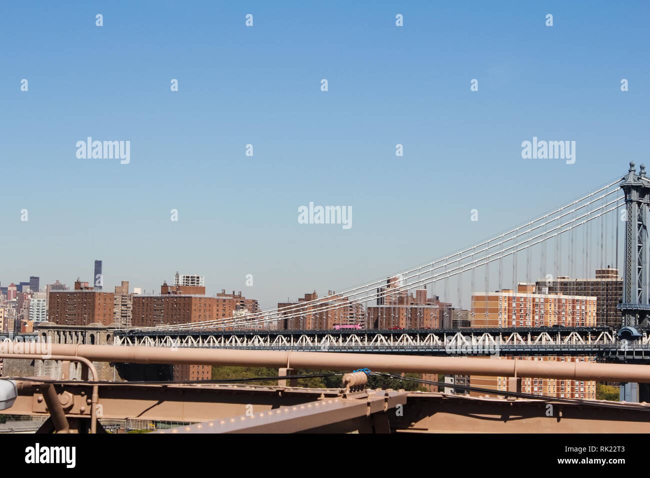 New York, USA - August 12, 2016: Brooklyn Bridge in New York. Sights, buildings and streets of New York. Stock Photo