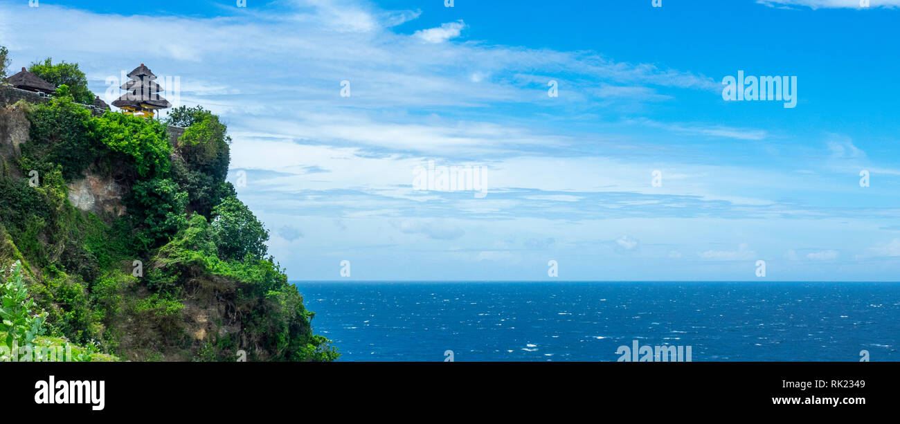 Uluwatu temple a pagoda perched on the cliffs of Bukit peninsula, Bali Indonesia. Stock Photo