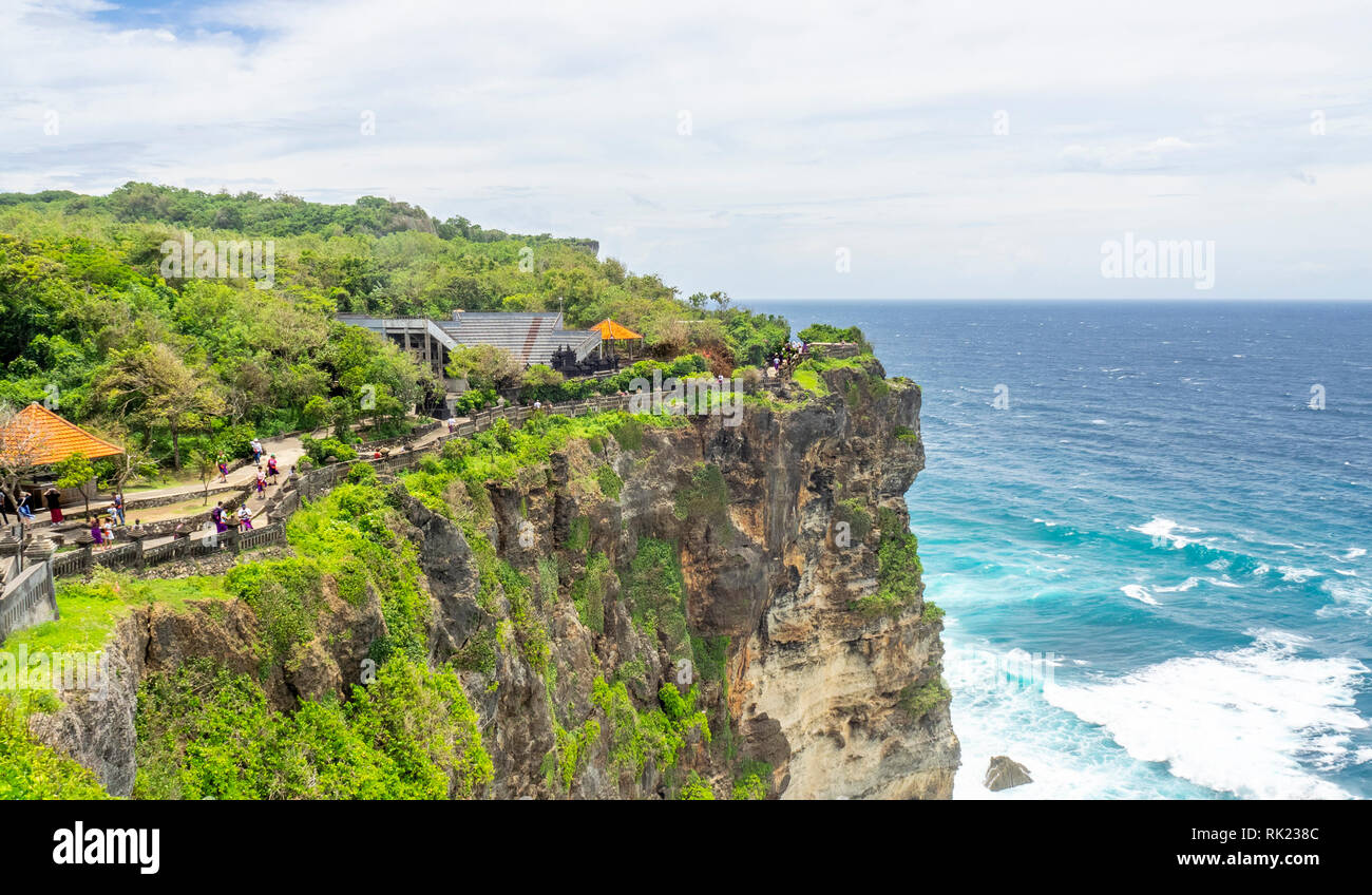 Limestone cliffs at Uluwatu temple compound, Bali Indonesia. Stock Photo