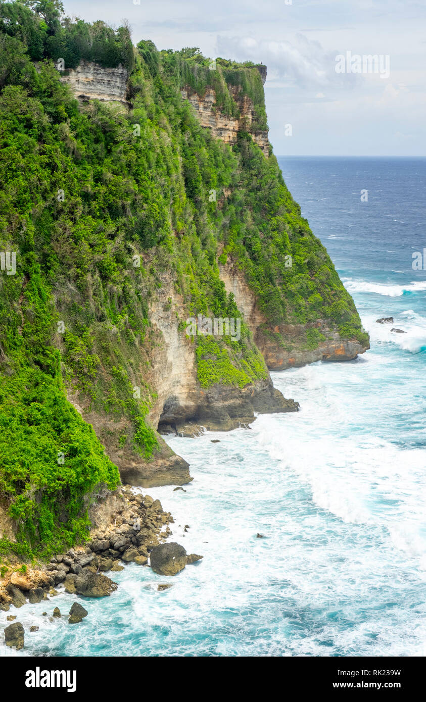 Limestone cliffs at Uluwatu Bukit peninsula, Bali Indonesia Stock Photo