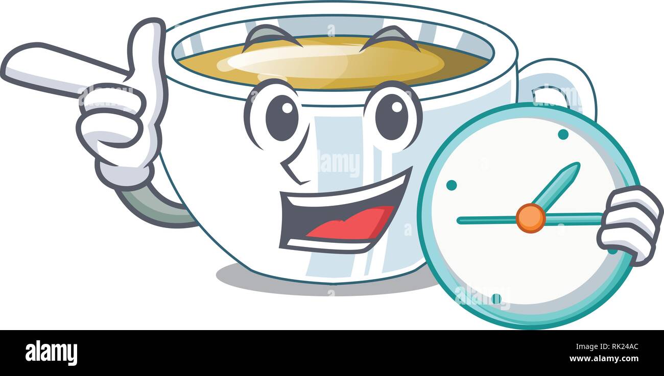 Clock tea cup character hi-res stock photography and images - Alamy