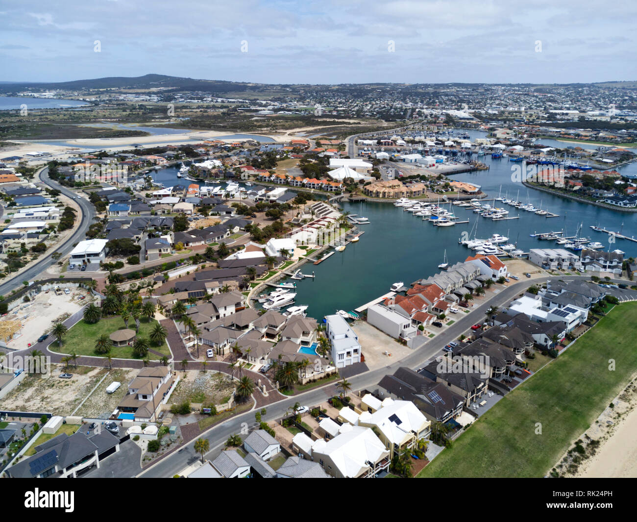 Aerial of housing estates at Lincoln Cove Port Lincoln South Australia