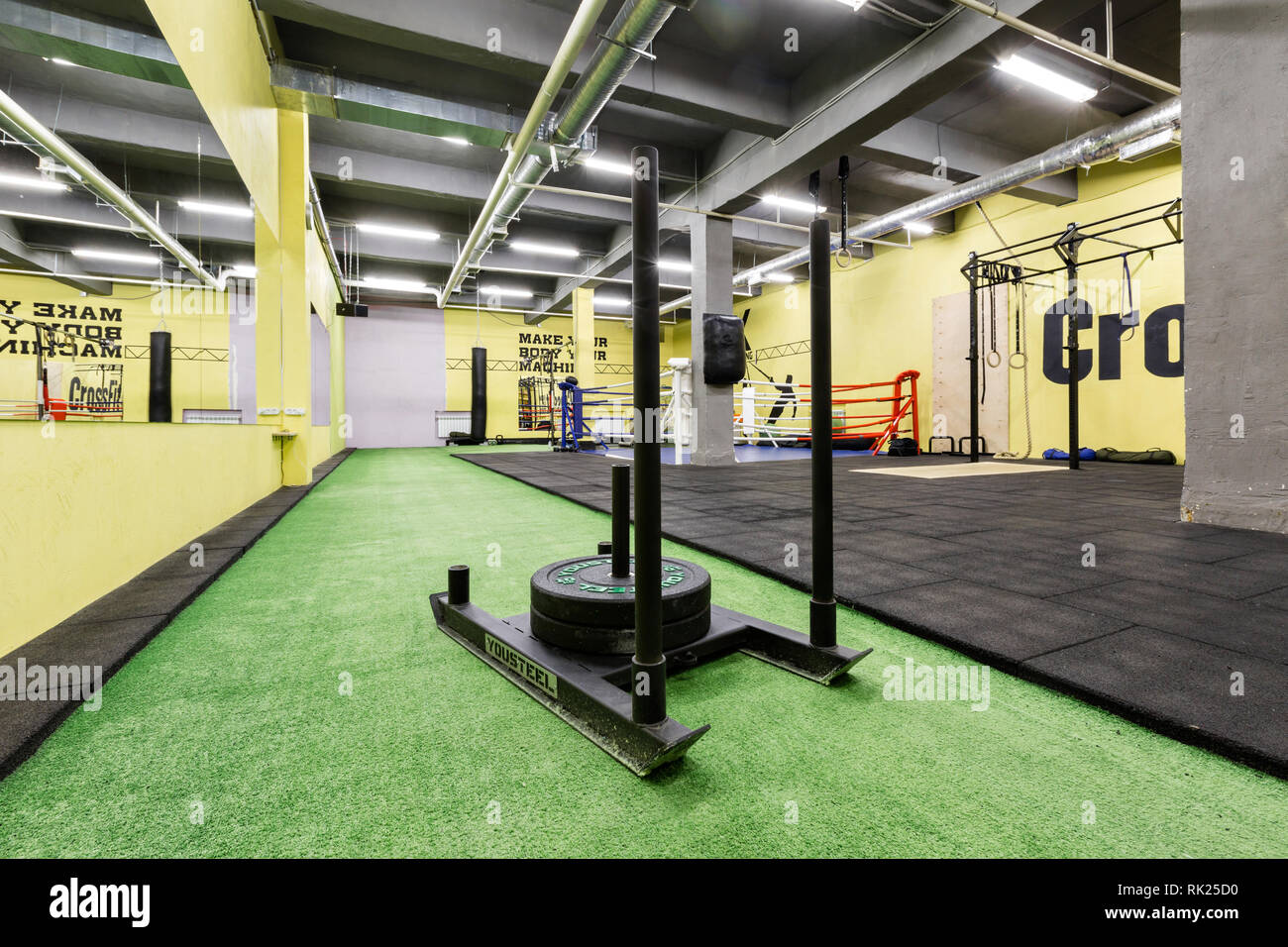 Russia Nizhny Novgorod January 30 17 Interior Of The Gym For Fitness Workout Cross Fit Training Barbells Kettlebells Bars And Weightlifting Stock Photo Alamy