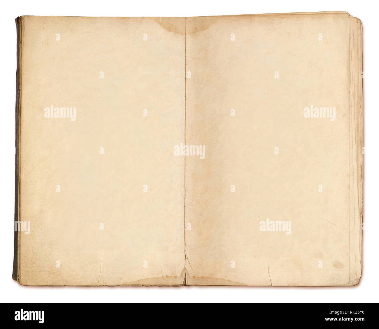 Blank pages in old notebook isolated Stock Photo