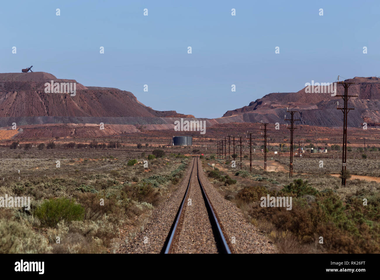 Whyalla to Iron Knob railway line Iron Knob South Australia Stock Photo