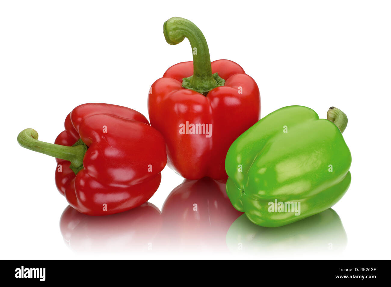 Red and green bell peppers isolated on white background Stock Photo - Alamy