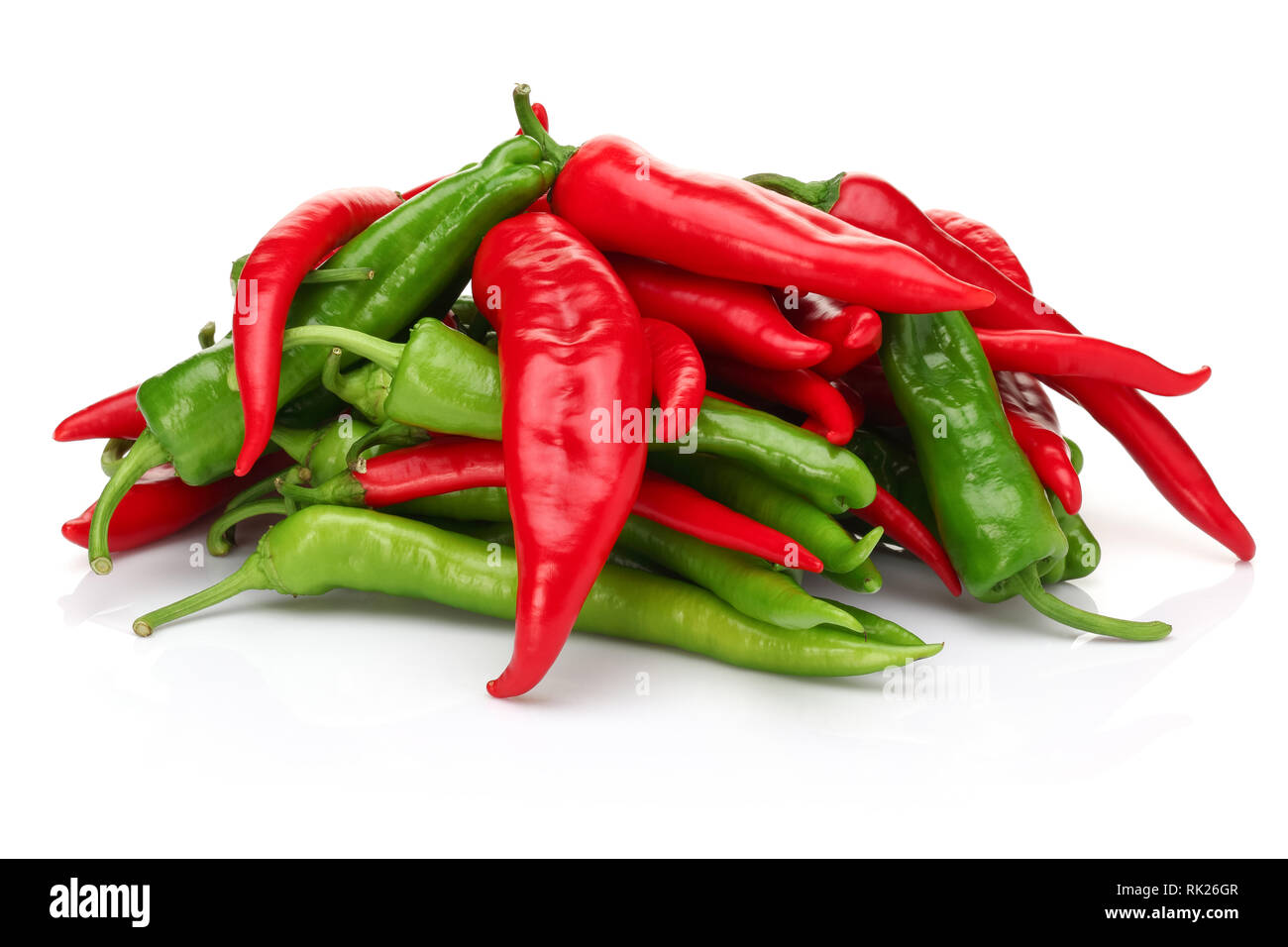 Fresh green and red pepper isolated on white background Stock Photo - Alamy