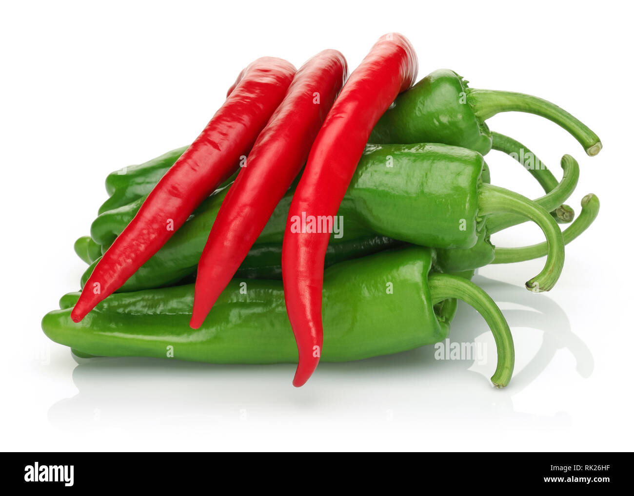 Fresh green and red pepper isolated on white background Stock Photo - Alamy