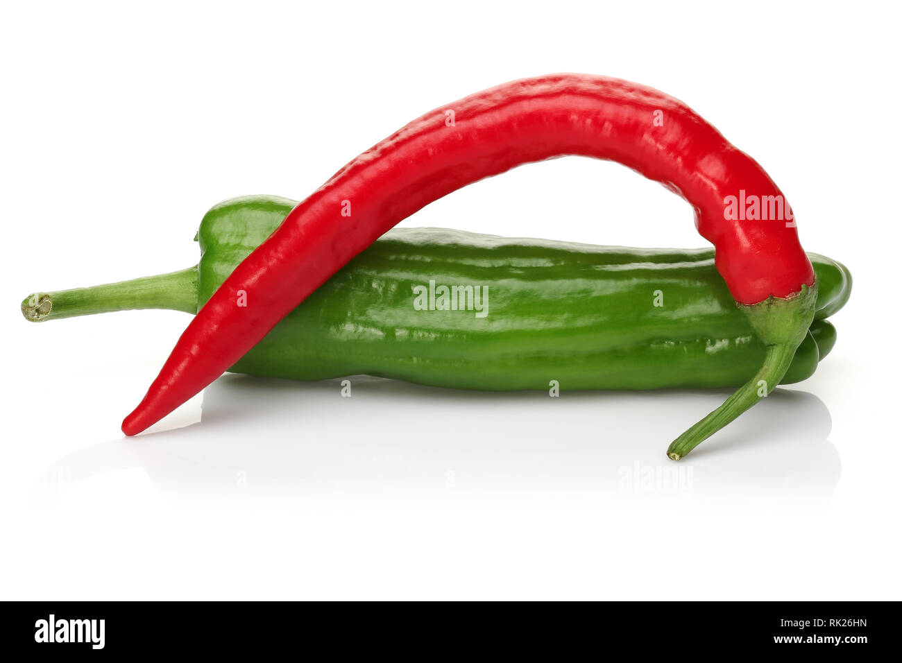 Fresh green and red pepper isolated on white background Stock Photo - Alamy
