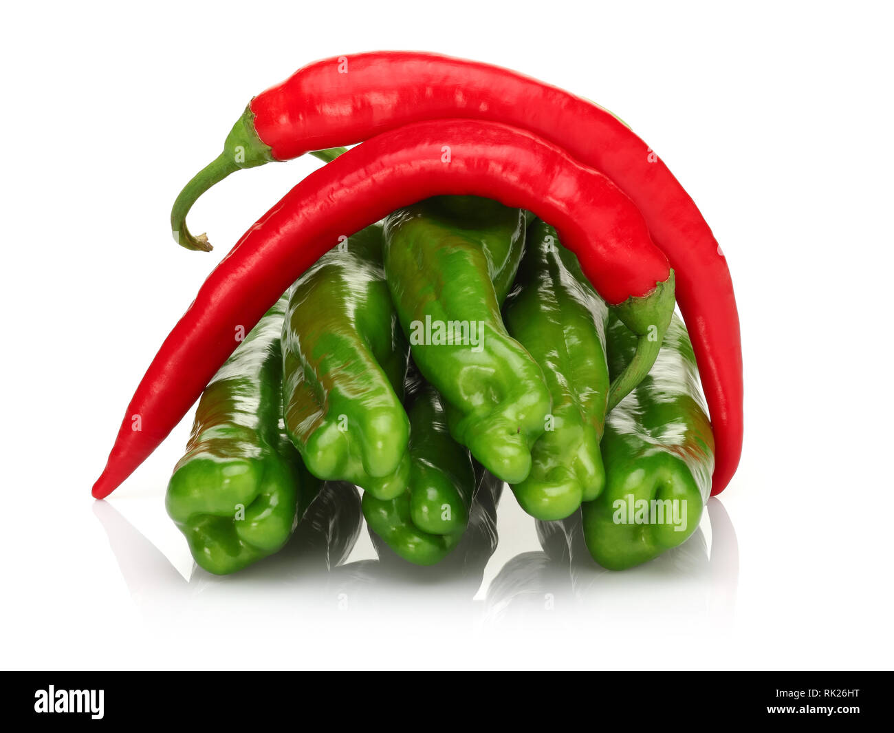 Fresh green and red pepper isolated on white background Stock Photo - Alamy
