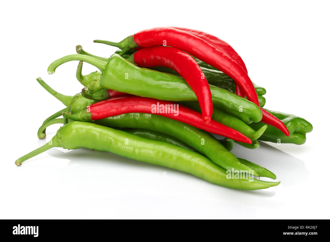 Fresh green and red pepper isolated on white background Stock Photo - Alamy