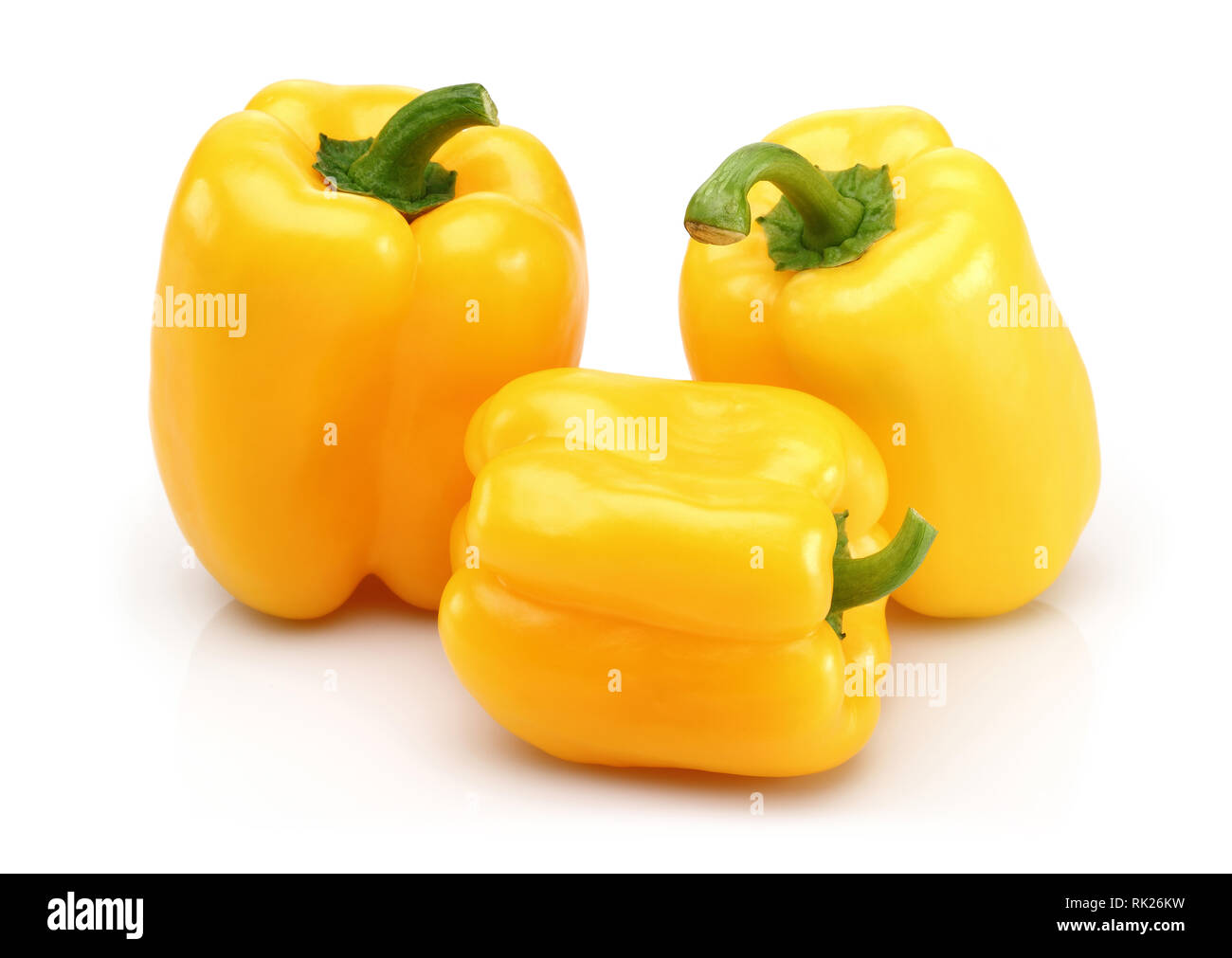 Yellow bell peppers isolated on white background Stock Photo - Alamy