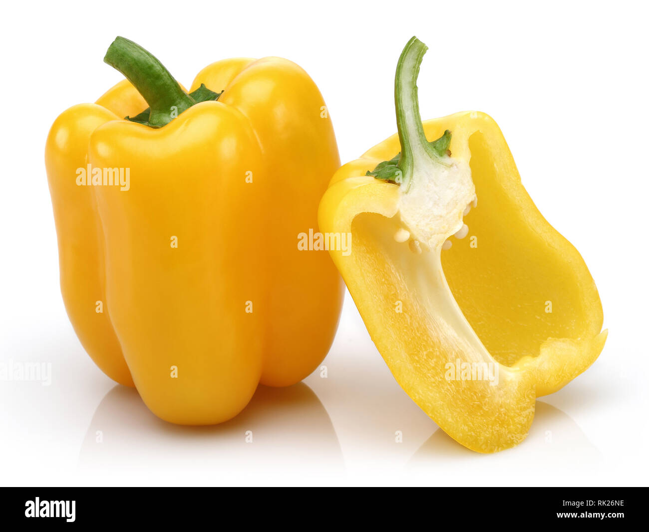 Yellow bell peppers isolated on white background Stock Photo Alamy