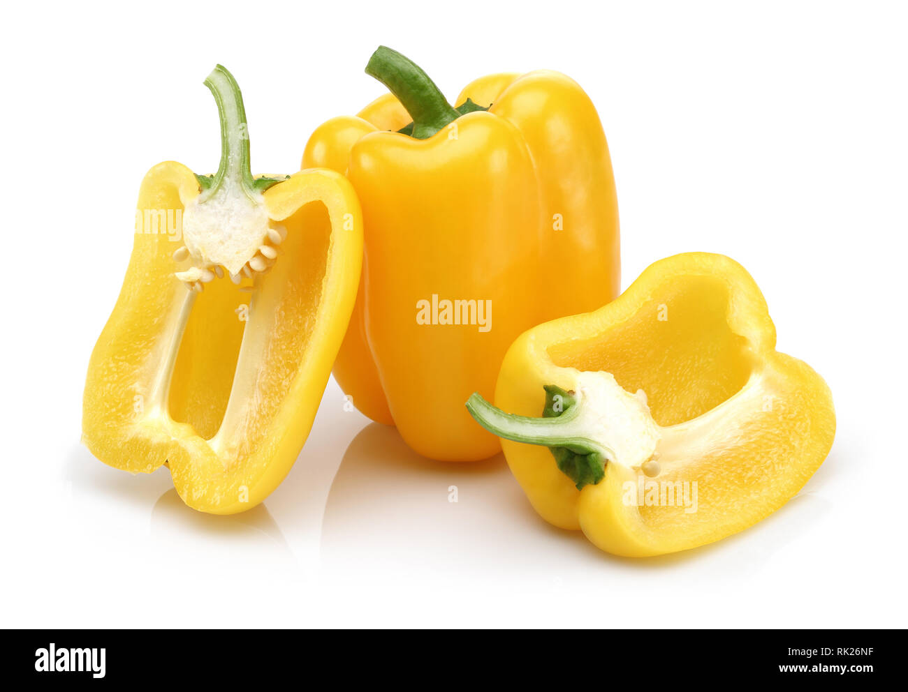 Yellow bell peppers isolated on white background Stock Photo Alamy