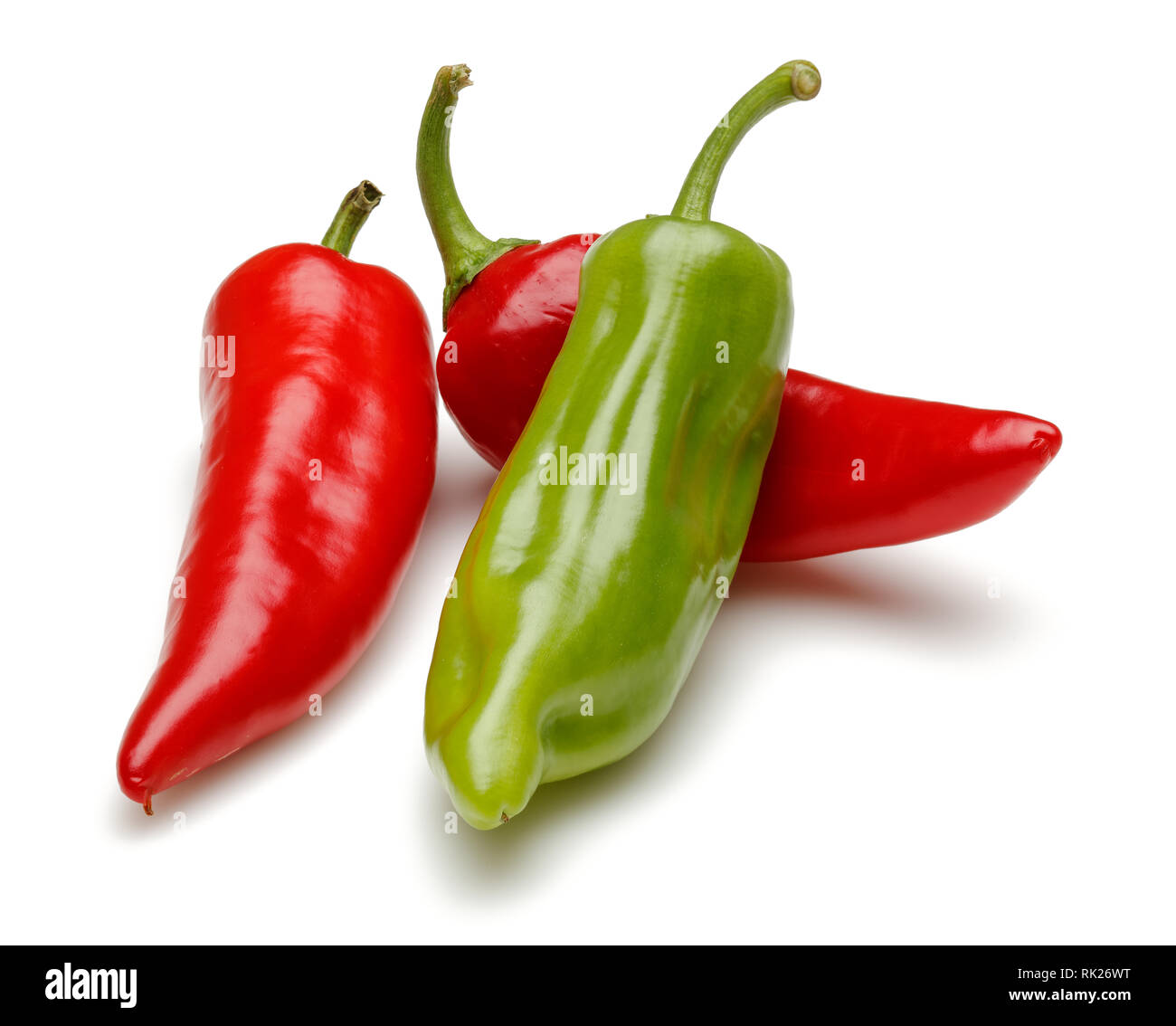 Fresh green and red pepper isolated on white background Stock Photo - Alamy