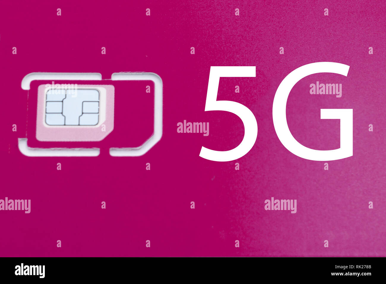 mobile phone sim card on a white background 5G . Stock Photo