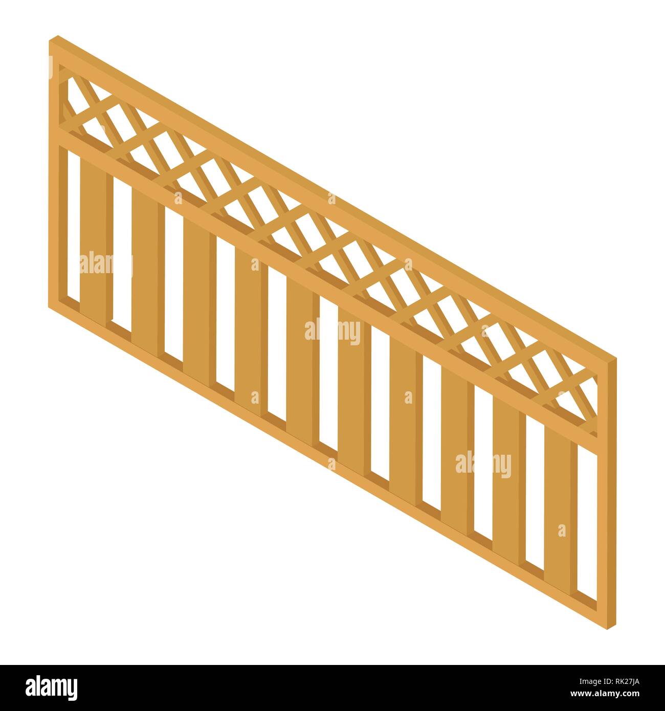 Wooden  rural garden fence isolated on white background. Vector illustration Stock Vector