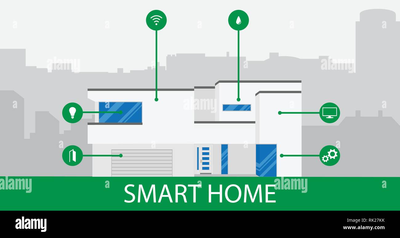 Mobile phone Smart Home House app application concept. Home automation ...