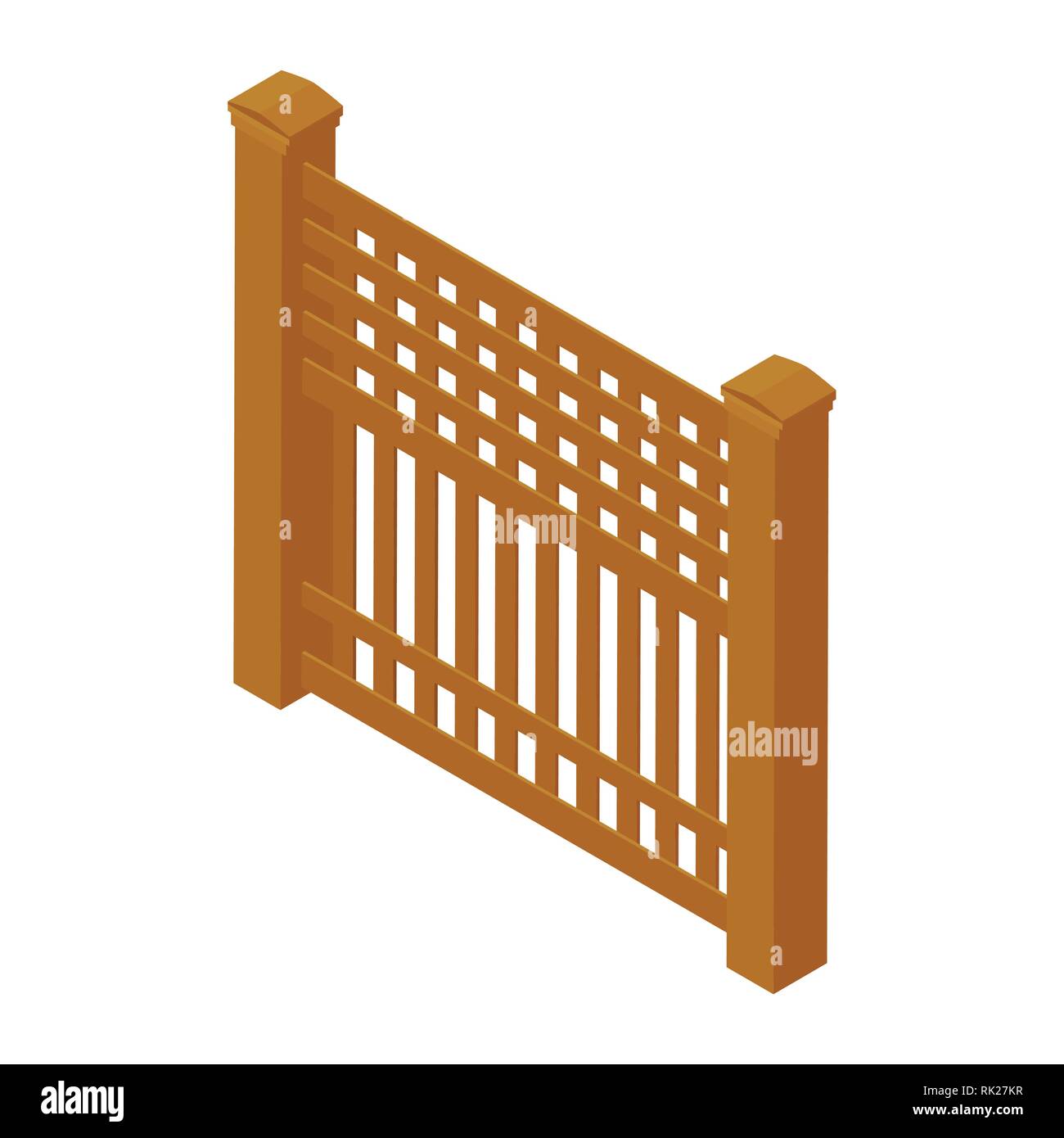 Wooden  rural garden fence isolated on white background. Vector illustration Stock Vector