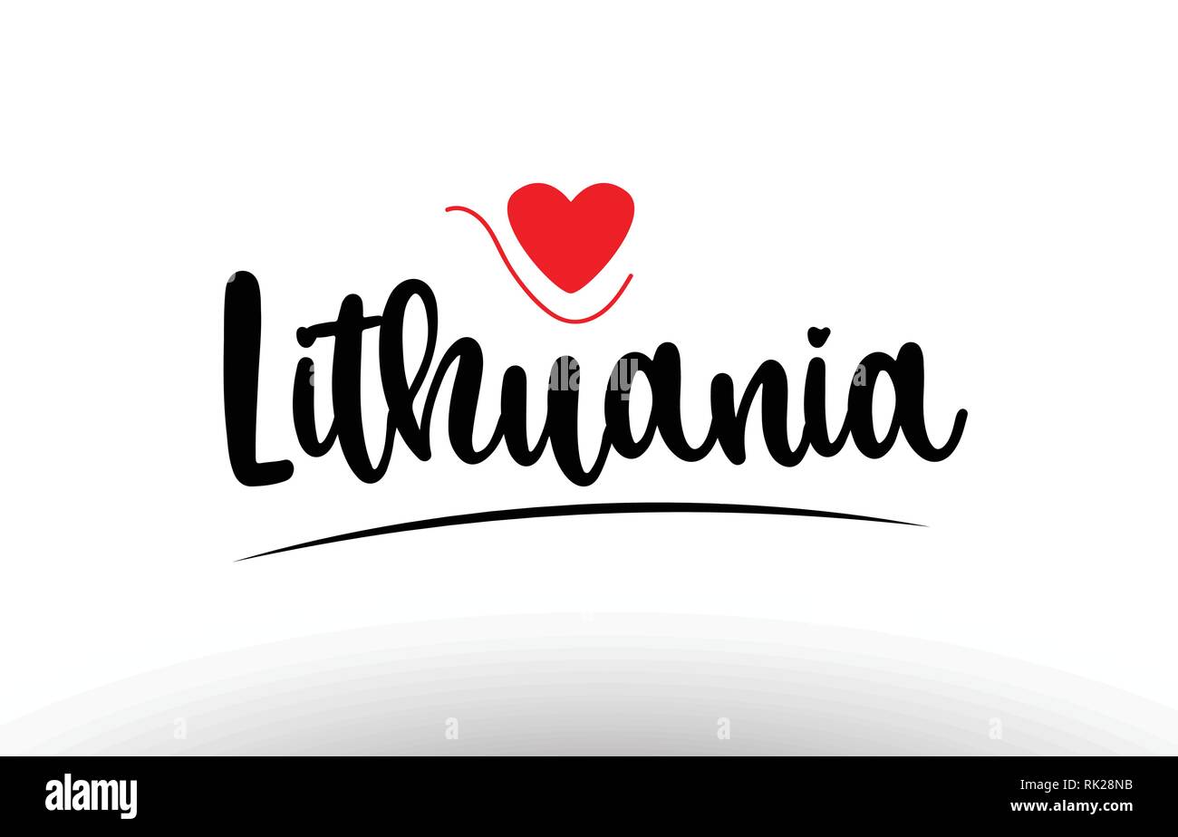 Lithuania country text with red love heart suitable for a logo icon or ...