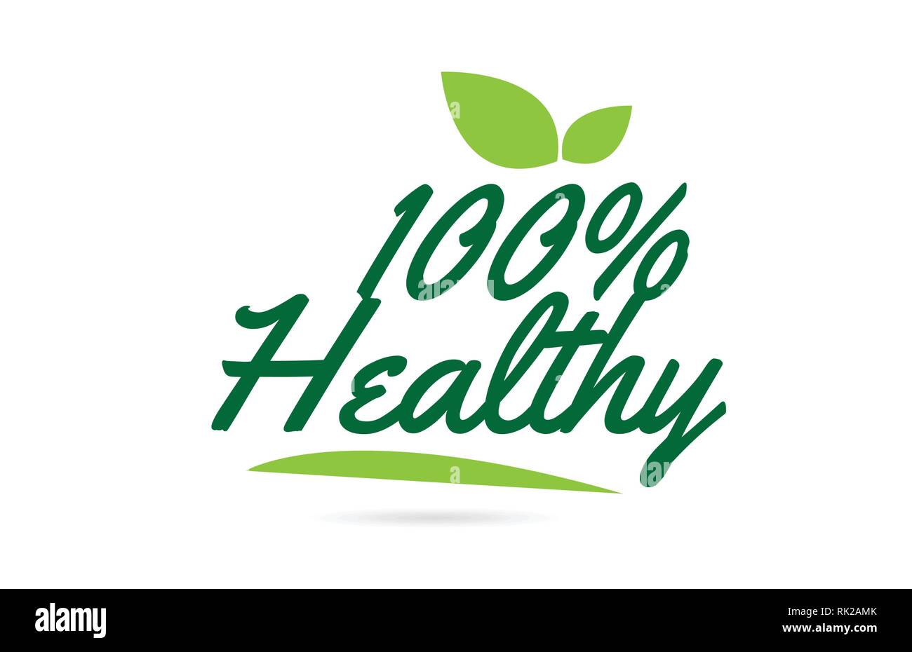 100% Healthy hand written word text for typography design in green ...