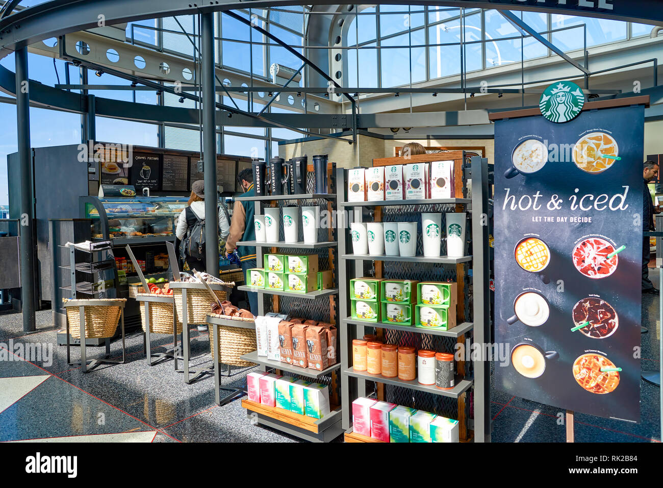 CHICAGO, IL CIRCA APRIL, 2016 Starbucks Cafe at O'Hare Airport