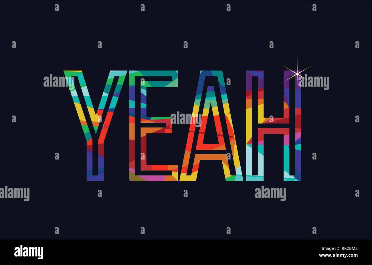 yeah word typography design in rainbow colors suitable for logo or text