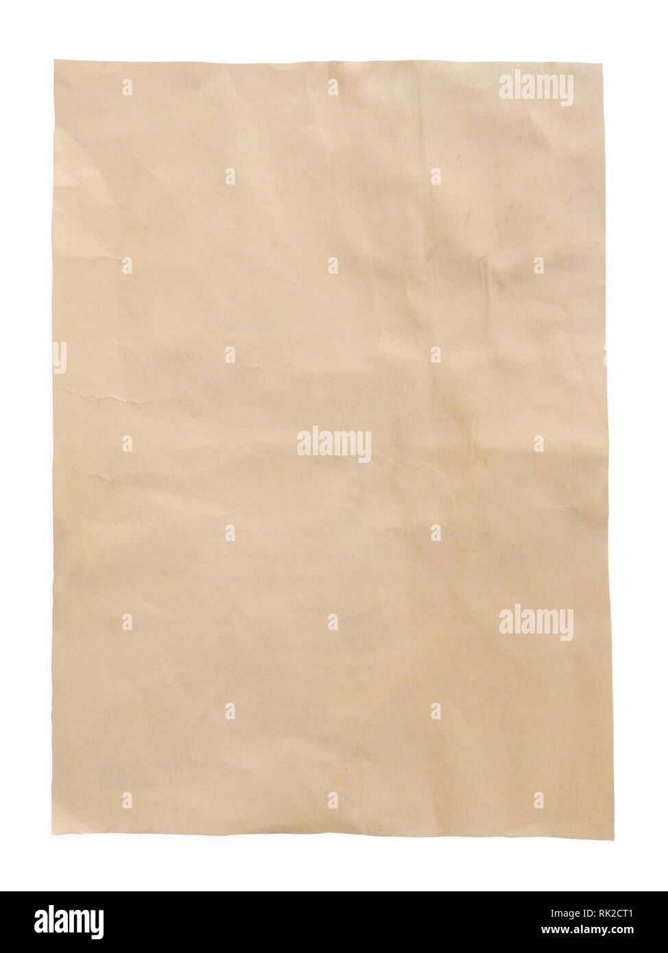 Sheet of vintage old paper on white background, with path, top view Stock Photo