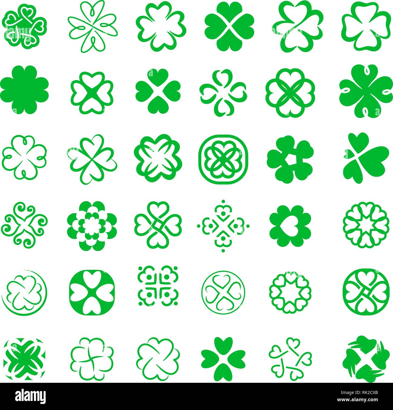 Set of fortune four leaf clovers vector illustration Stock Vector Image ...