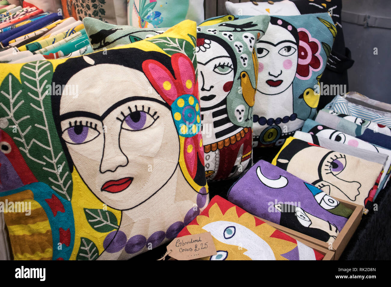 London England December 12 18 Multicolored Pillows In The Style Of Frida Kahlo In The Store Stock Photo Alamy