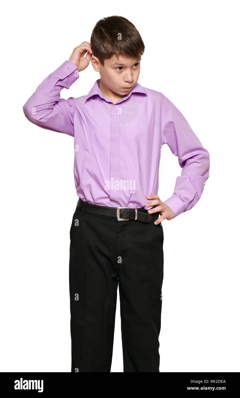 purple dress shirt with black pants