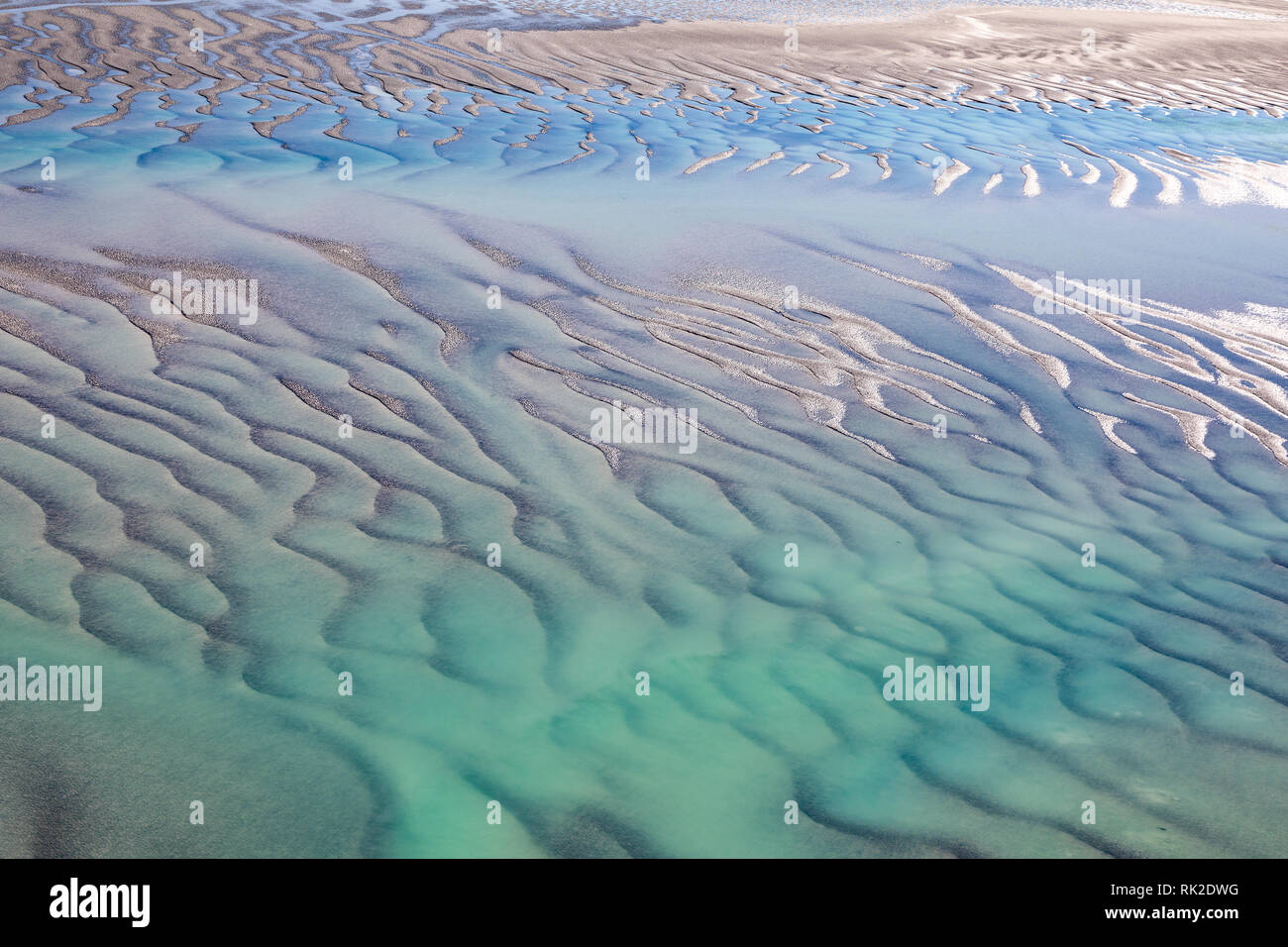 Roebuck Bay, Broome, Western Australia, Australia aerial shot at low tide Stock Photo