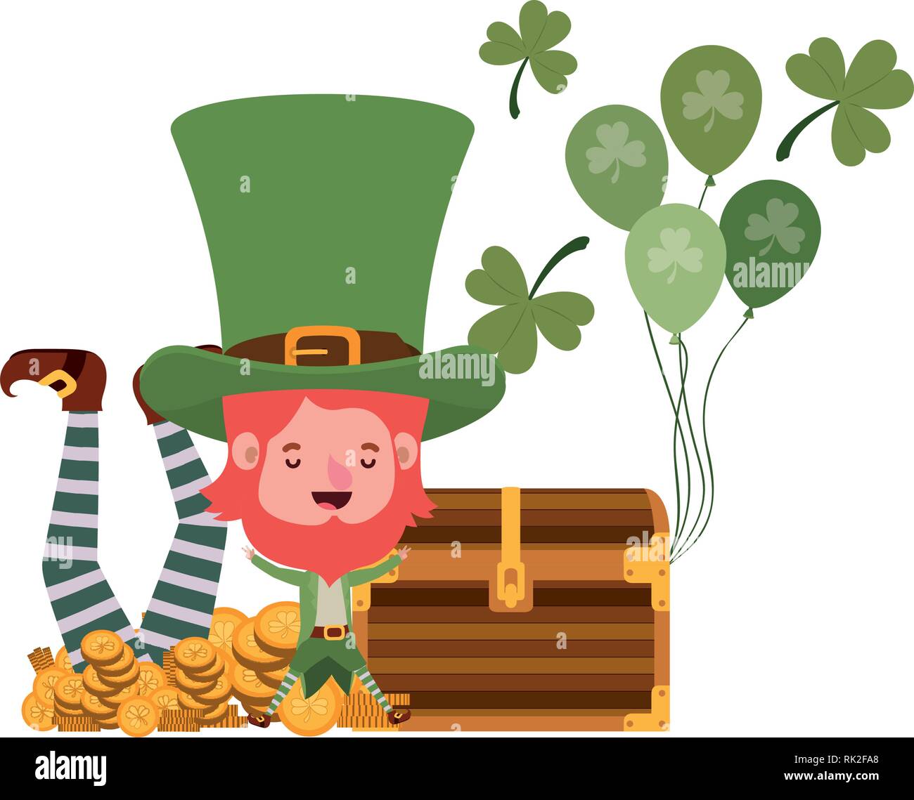 leprechauns with chest and coins character Stock Vector Image & Art Alamy