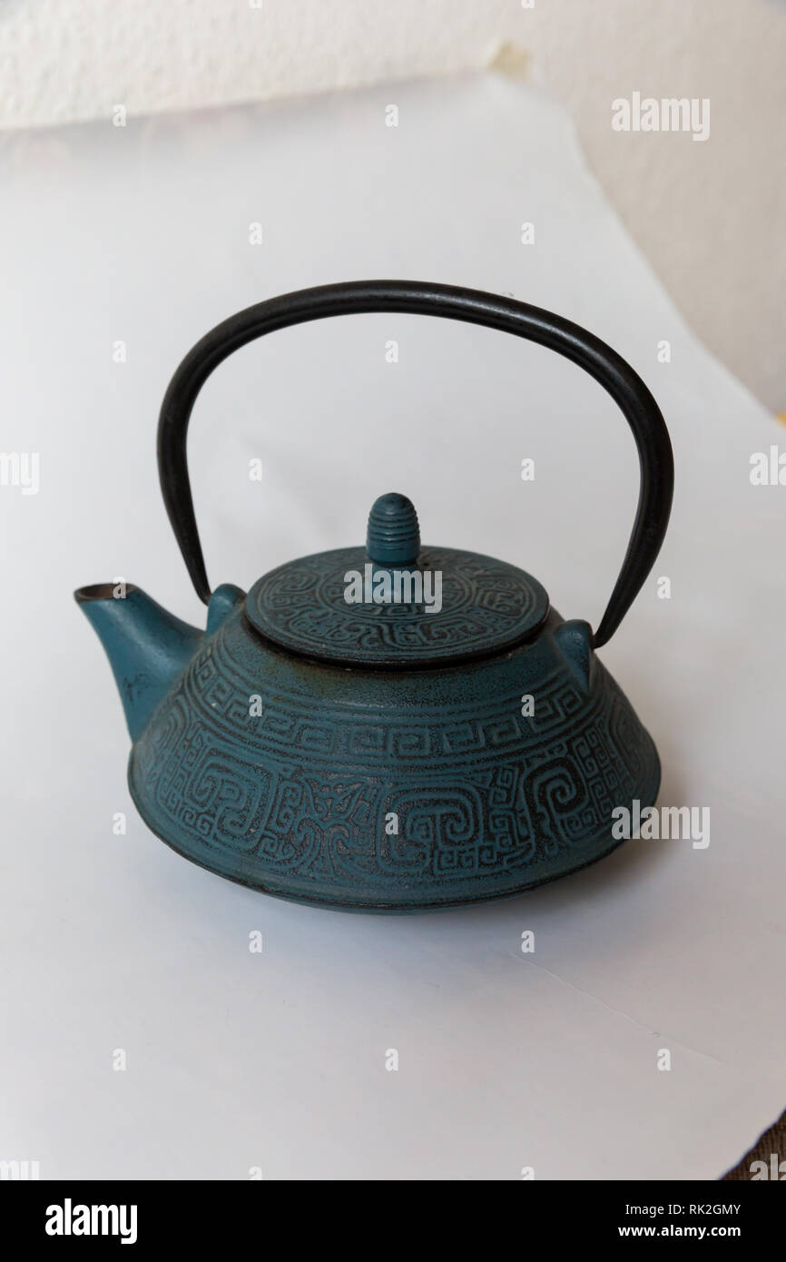 Blue traditional Chinese cast iron teapot on white background Stock Photo Alamy Blue traditional Chinese cast iron teapot on white background Stock Photo Alamy