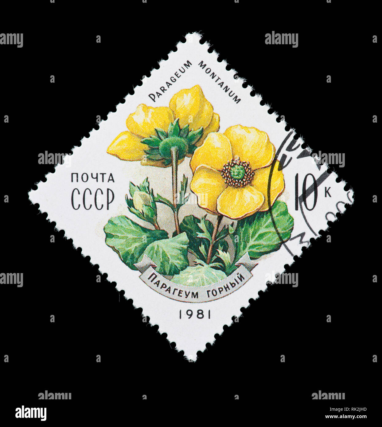 Postage stamp from the Soviet Union depicting a mountain parageum