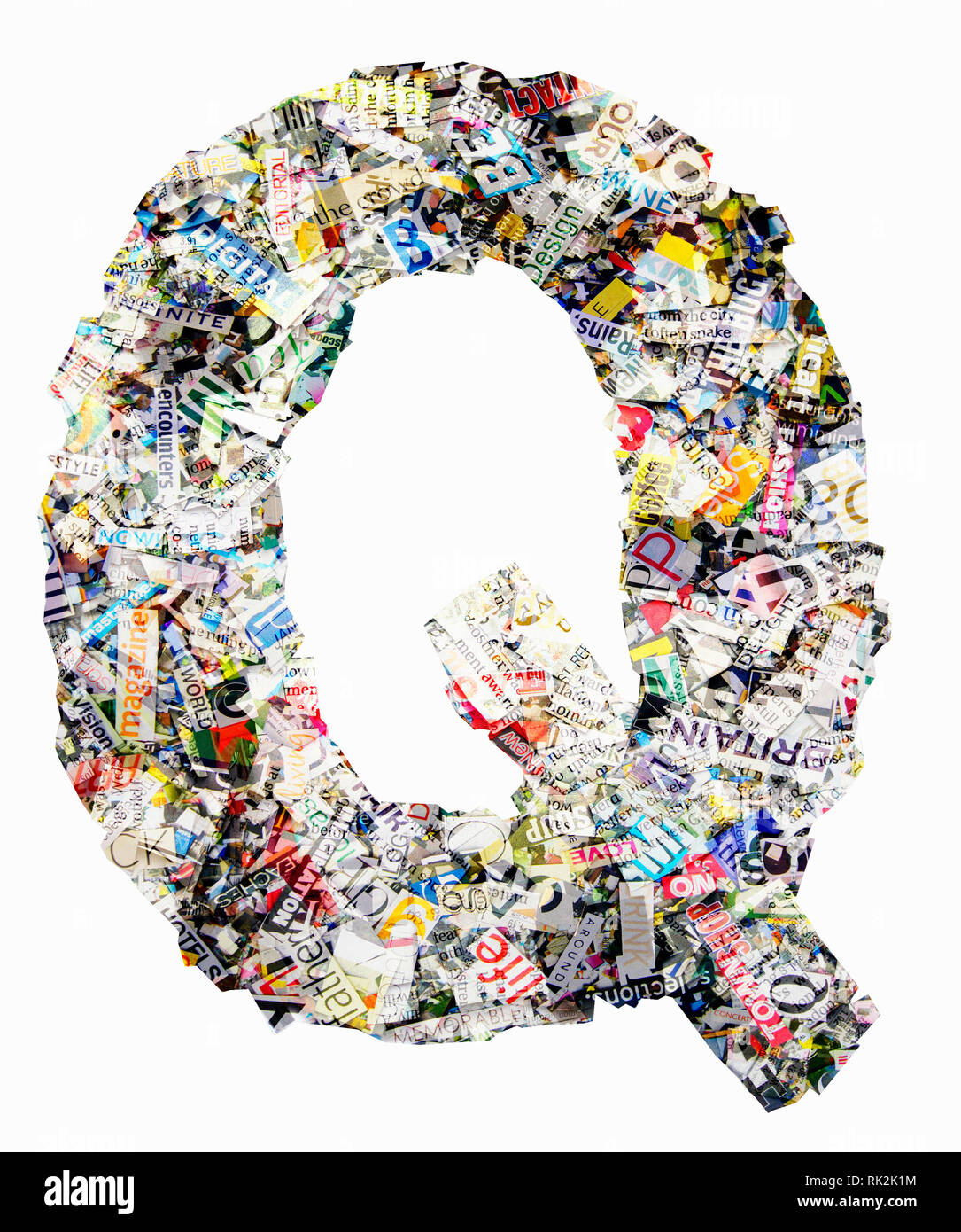 The letter  JQ   made from newspaper confetti Stock Photo