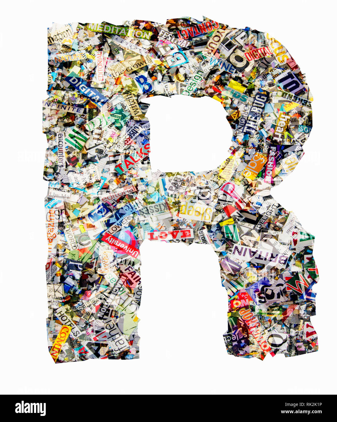 The letter R made from newspaper confetti Stock Photo - Alamy