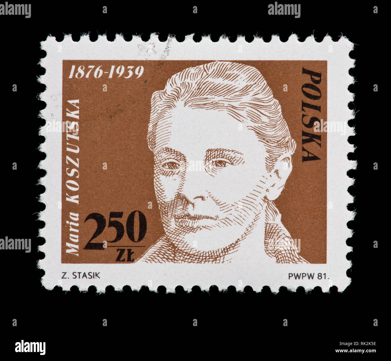 Postage stamp from Poland depicting Maria Kuszutska, Stock Photo