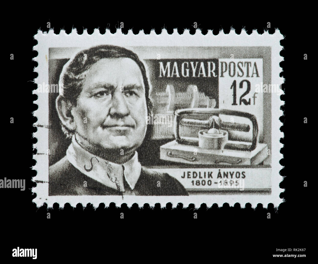 Postage stamp from Hungary depicting Anyos Jedlik, famous scientist. Stock Photo