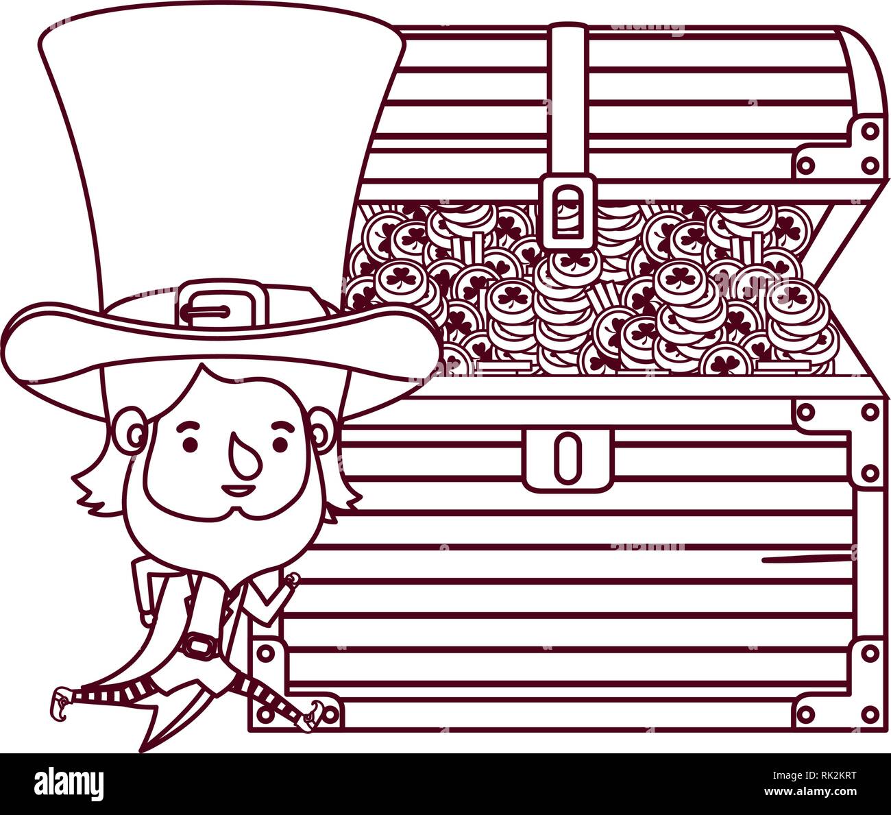 leprechaun with chest and coins character Stock Vector Image & Art - Alamy
