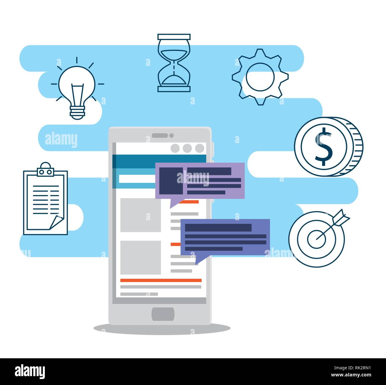 smartphone technology with documents and chat bubbles Stock Vector ...