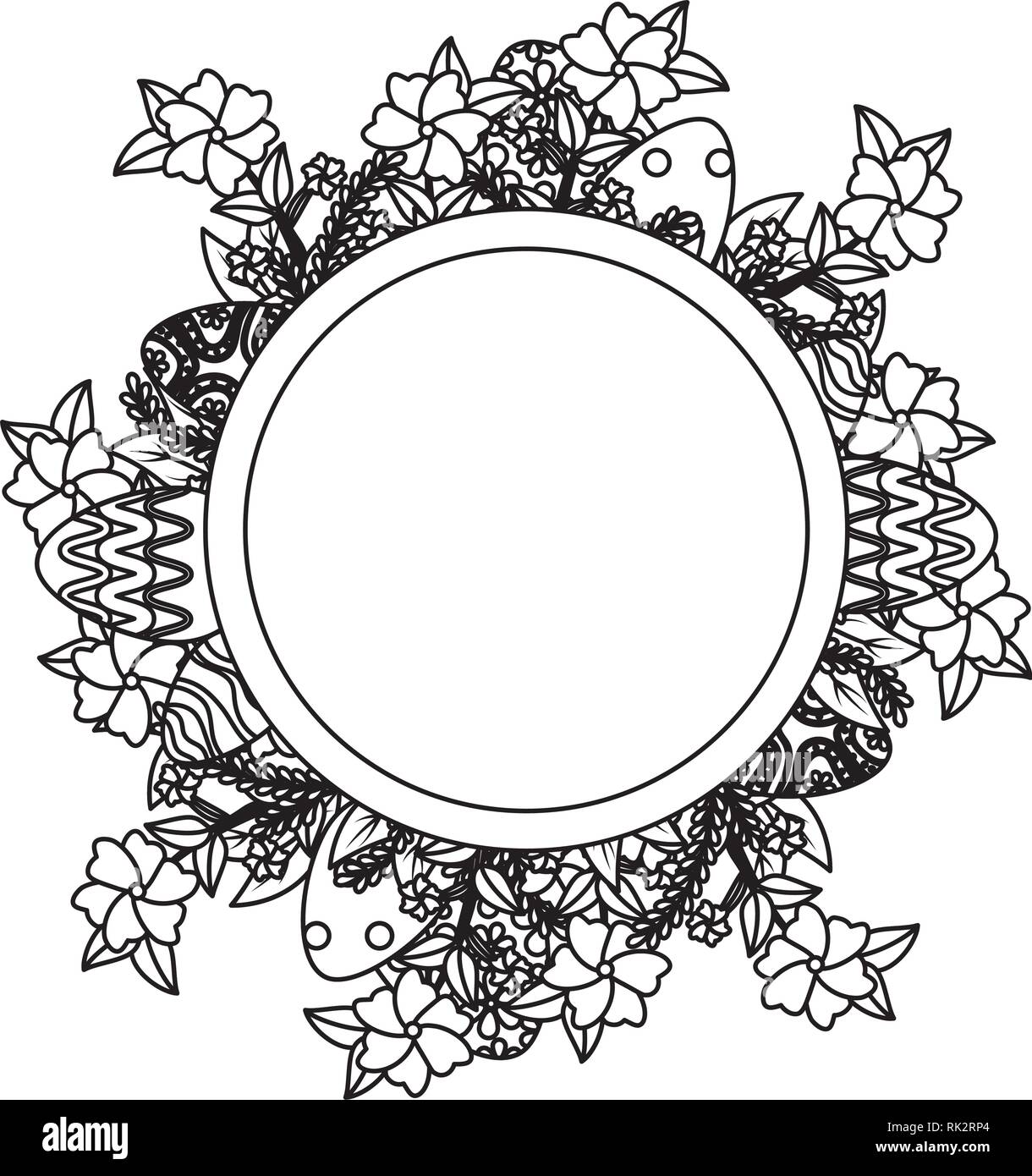 circular frame with flowers and leafs Stock Vector Image & Art - Alamy