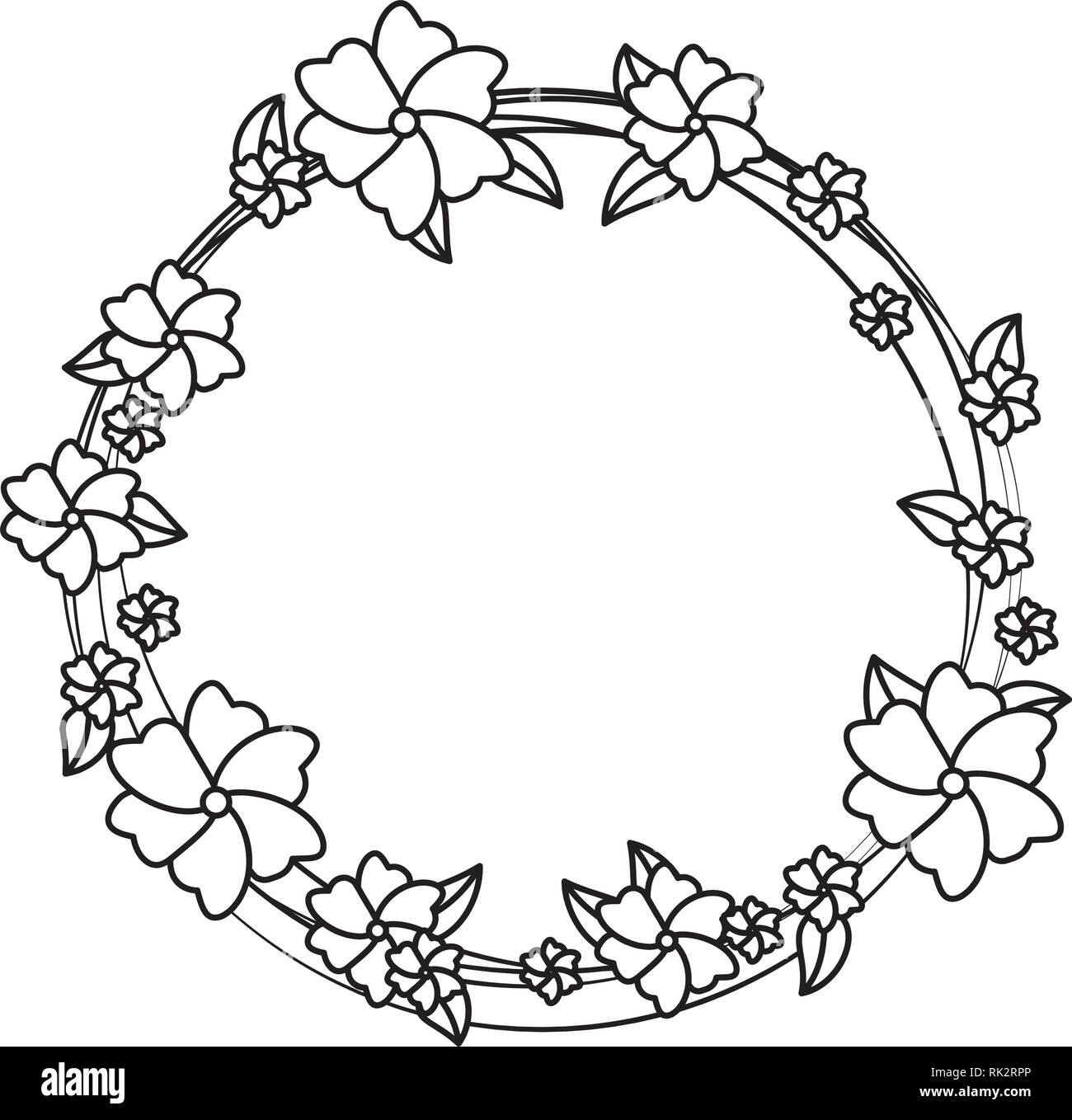circular frame with flowers and leafs Stock Vector Image & Art - Alamy