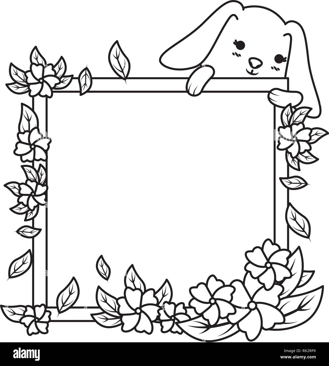 square frame with flowers and leafs Stock Vector Image & Art - Alamy