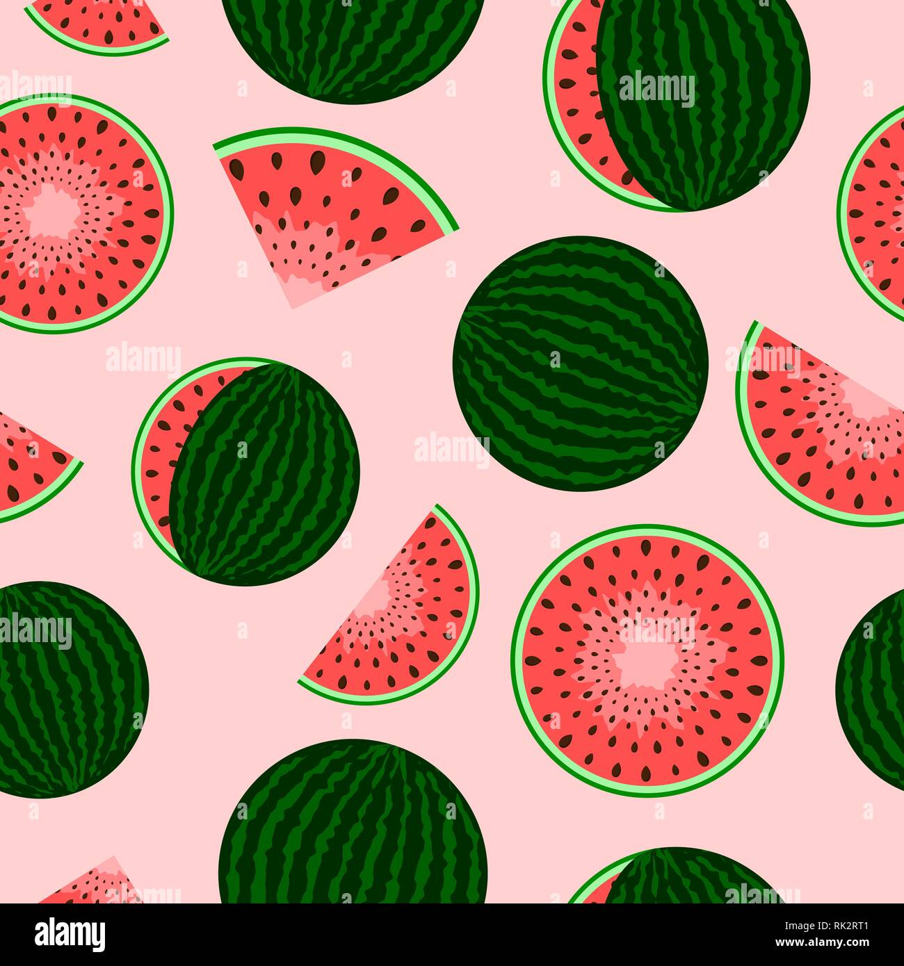 Watermelon whole and cut. Seamless pattern for summer or spring mood ...