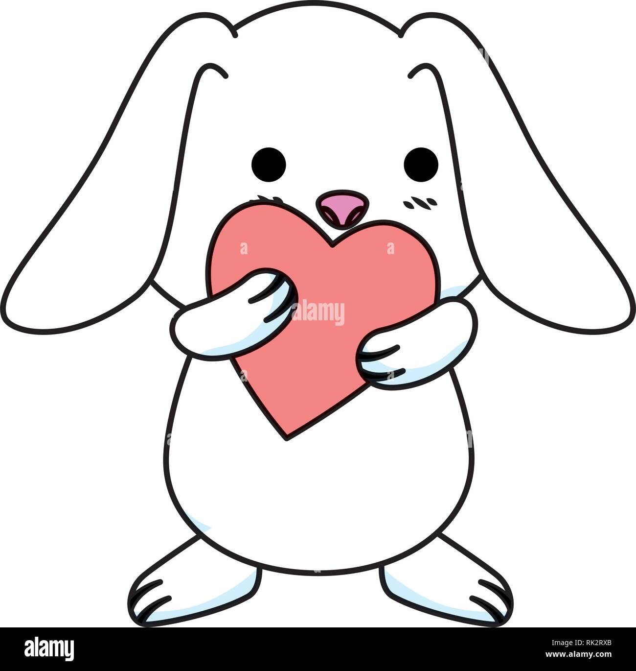 cute rabbit with heart love Stock Vector Image & Art - Alamy
