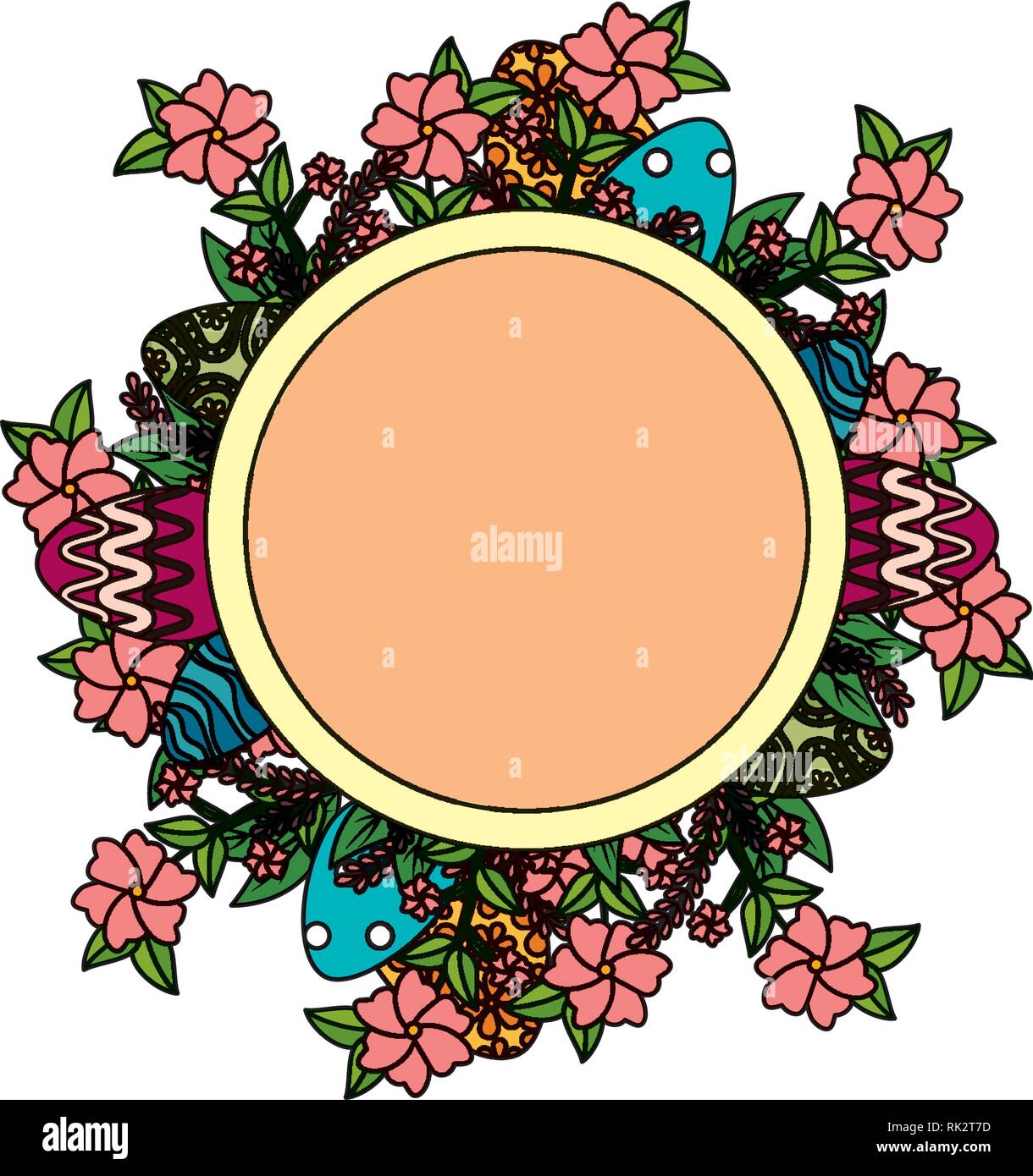 circular frame with flowers and leafs Stock Vector Image & Art - Alamy