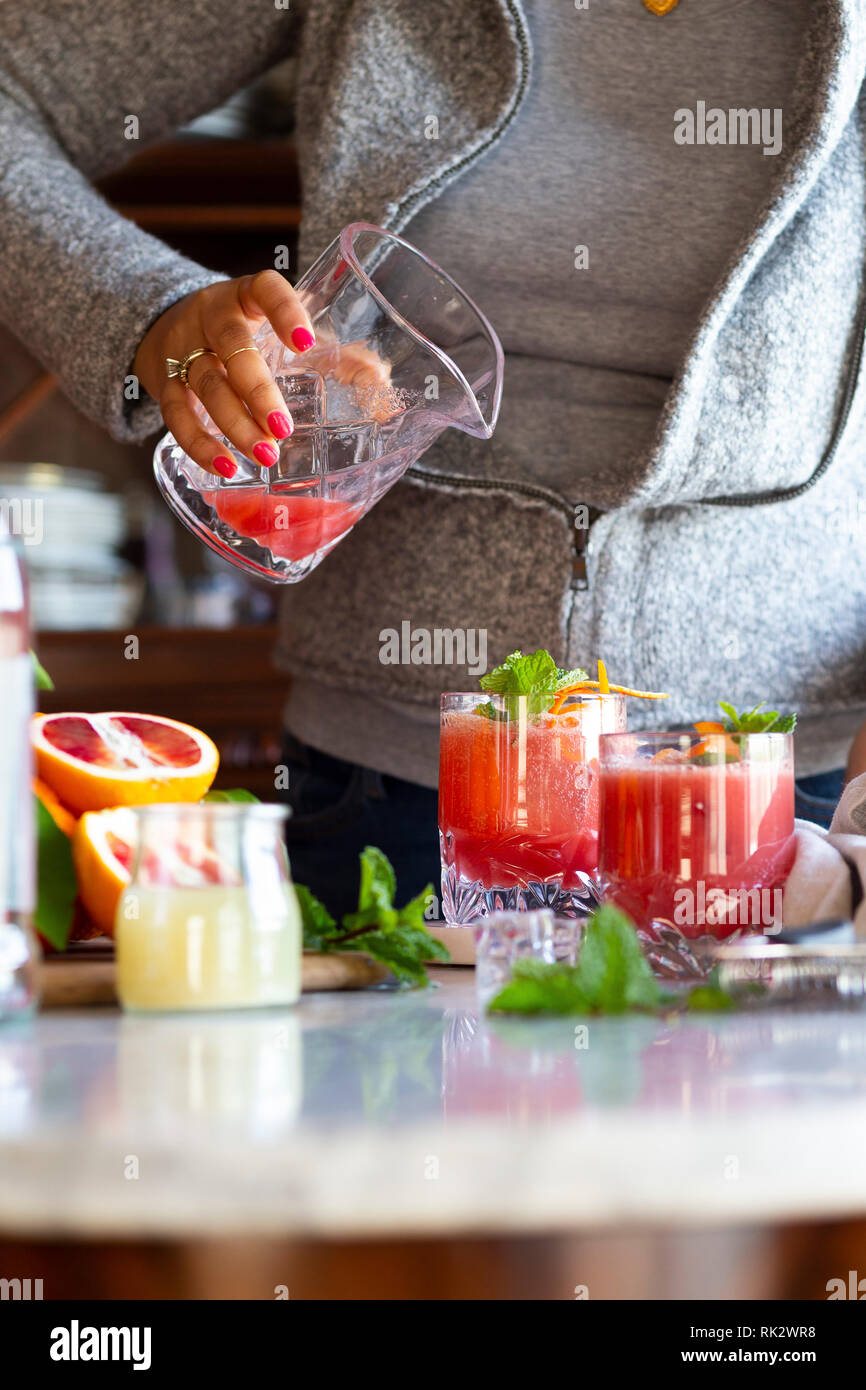 Blood Orange Cocktail with Mint Garnish Stock Photo Alamy