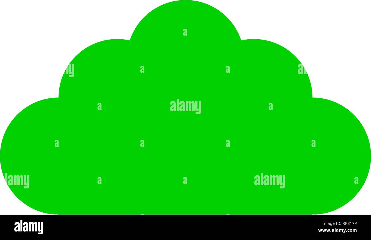 Cloud symbol icon - green simple, isolated - vector illustration Stock Vector
