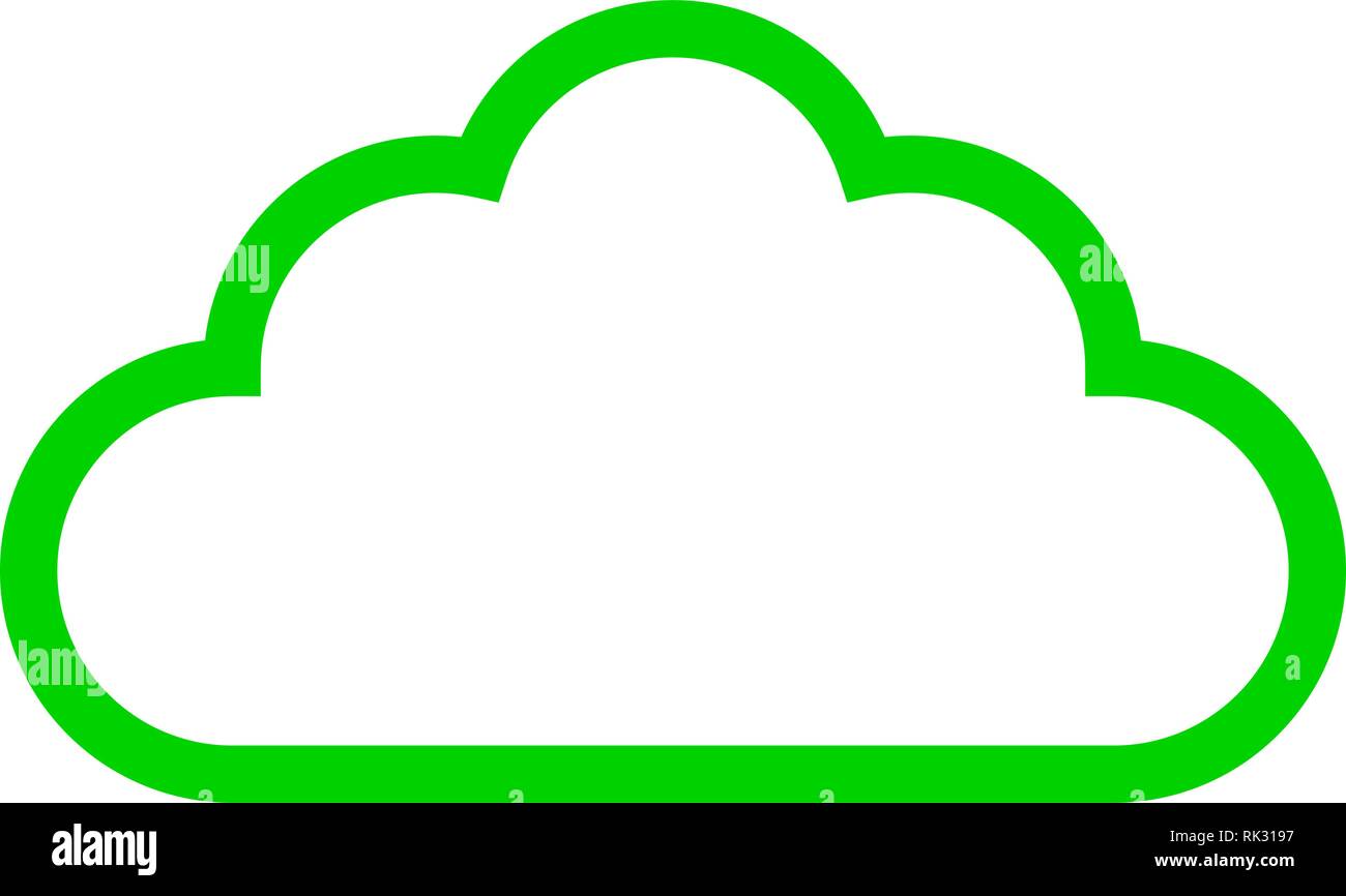 Cloud symbol icon - green simple outline, isolated - vector illustration Stock Vector